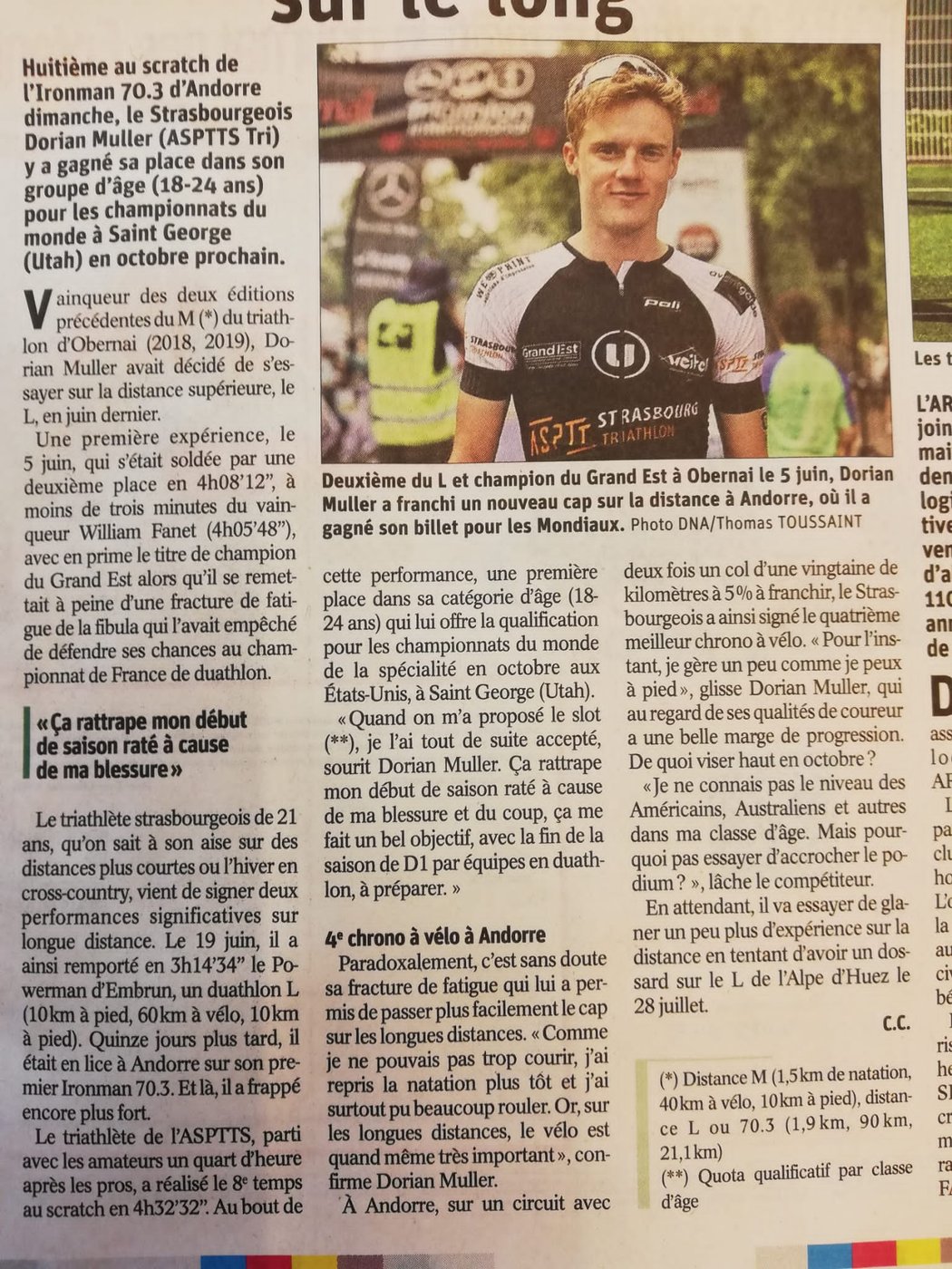 Coupure de presse DNA &mdash; Ironman 70.3 d'Andorre