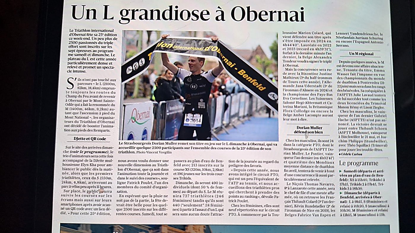 Coupure de presse &mdash; Un L grandiose &agrave; Obernai, 25e &eacute;dition