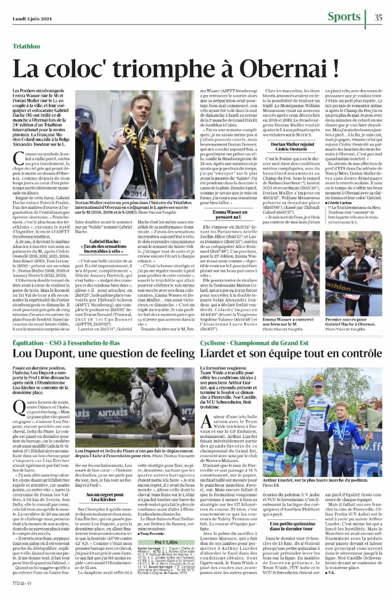 Coupure de presse &mdash; La coloc' triomphe &agrave; Obernai, 3 juin 2024